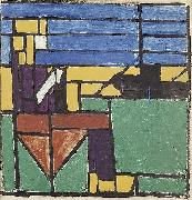 Theo van Doesburg Girl Knitting on the Harbor. oil painting